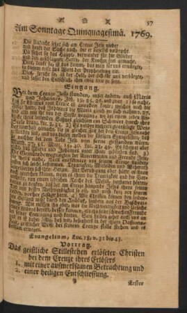 Am Sonntage Quinquagesimä. 1769