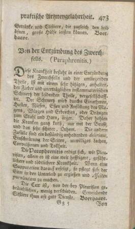 Von der Entzündung des Zwerchfells. (Paraphrenitis.)