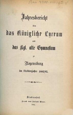 Jahres-Bericht. 1882/83