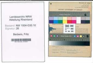 Entnazifizierung Fritz Beckers , geb. 29.11.1903 (Kaufm.Angestellter)
