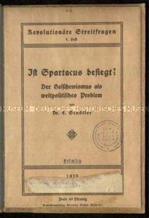 Vortrag des deutschen Politikers Eduard Stadtler vom 23. Januar 1919 im Weinhaus "Rheingold" in Berlin