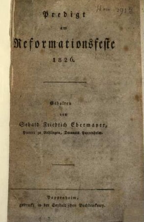 Predigt am Reformationsfeste 1826