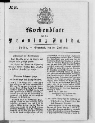 Nr. 26, Ausgabe vom 28. Juni 1845