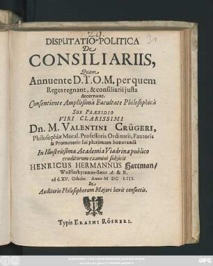 Disputatio Politica De Consiliariis