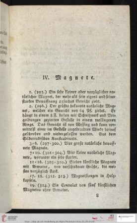 IV. Magnete (Nr. 1 - 19)
