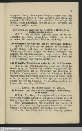 III. Landtag und Geschäftsbetrieb bei selbigem