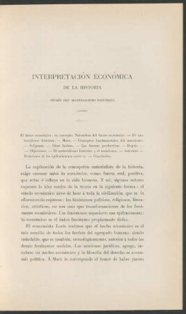 Interpretación económica de la historia : Teoría del materialismo histórico - (Apuntes)