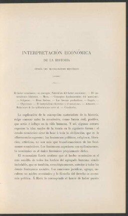 Interpretación económica de la historia : Teoría del materialismo histórico - (Apuntes)