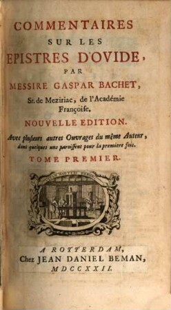 Commentaires sur les epistres D'Ovide
