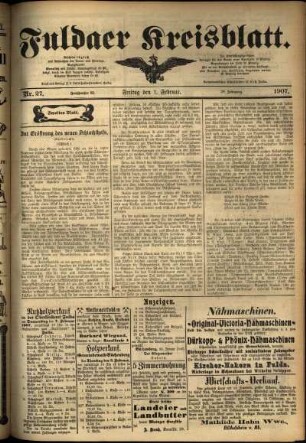 Zweite Ausgabe vom Freitag, den 01. Februar 1907.