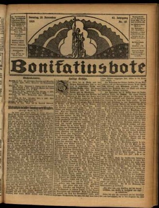 Erste Ausgabe vom Sonntag, den 22. November 1925.