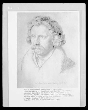 Deutsches Künstleralbum: Sammlung von Bildnissen Germanischer Künstler in Rom — fol. 5: Bildnis des Malers Karl Julius Milde aus Hamburg (1803-1875)