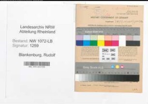 Entnazifizierung Rudolf Blankenburg , geb. 21.02.1890 (Kaufmann)