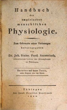 Handbuch der empirischen menschlichen Physiologie. 3
