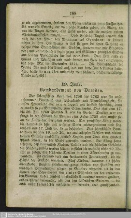 19. Juli. Bombardement von Dresden