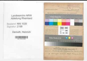 Entnazifizierung Heinrich Demuth , geb. 14.11.1908 (Steiger)