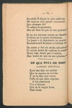 Lo que está de dios : Canción española