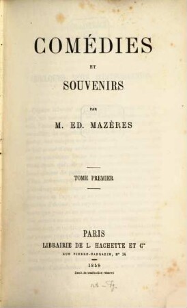 Comédies et souvenirs, 1