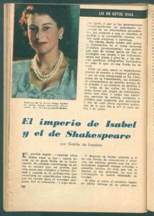 El imperio de Isabel y el de Shakespeare : Lo de estos dias ...