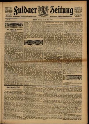 Erste Ausgabe vom Freitag, den 01. Mai 1903.