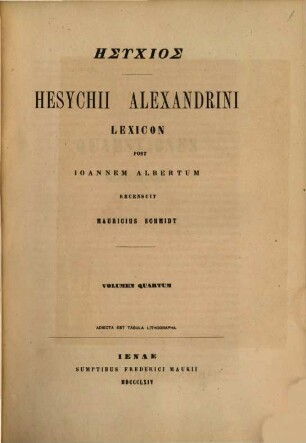 Hesychii Alexandrini Lexicon, 4,2. Quaestiones Hesychianae