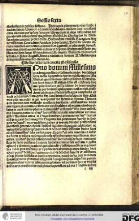 Anno domini millesimoquadringentesimosecundo, die sabbati sexta mensis Septembris fuit in ecclesia maiori Basiliensis, in qua sessiones celebrari solent, sexta huius sacri synodi Basiliensis sessio est celebrata hoc modo...