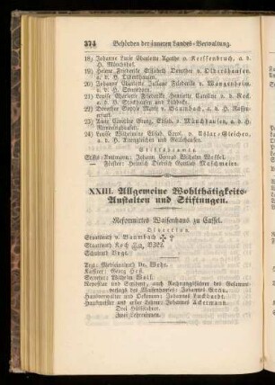 XXIII. Allgemeine Wohlthätigkeits=Anstalten und Stiftungen.
