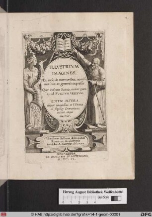 Illustrium Imagines ex antiquis marmoribus, nomismatibus, et gemmis expressae. Titelblatt zu der erweiterten Ausgabe.