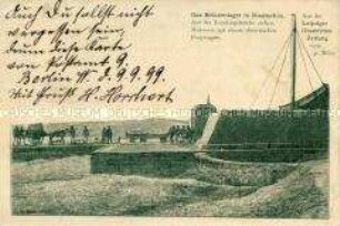 Deutsche Marinesoldaten an der Landungsbrücke in Kiautschou