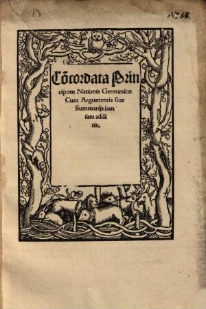 Co[n]cordata Principum Nationis Germanicae : Cum Argumentis sive Summarijs iam iam additis
