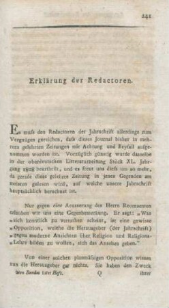 241-250 Erklärung der Redactoren