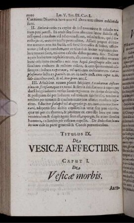 Titulus IX. De Vesicae Affectibus