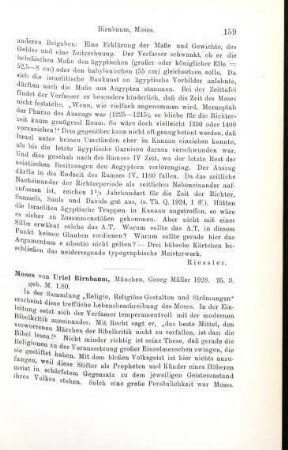 159-161 [Rezension] Birnbaum, Uriel, Moses