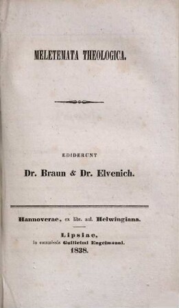 Meletemata theologica
