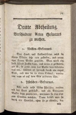 Dritte Abtheilung. Verschiedene Arten Gefrornes zu machen.