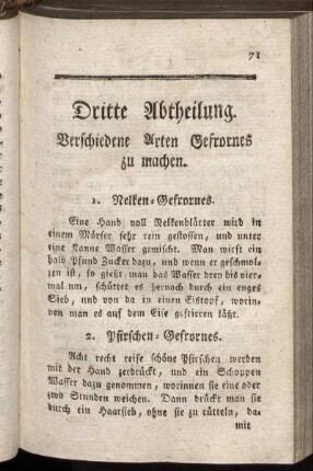 Dritte Abtheilung. Verschiedene Arten Gefrornes zu machen.