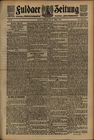 Erste Ausgabe vom Mittwoch, den 17. März 1909.