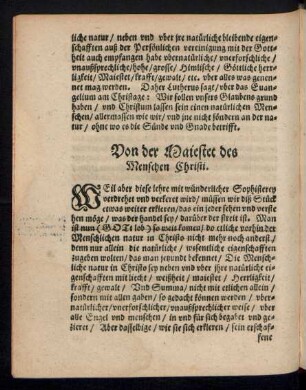 Von der Maiestet des Menschen Christi.