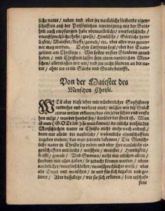 Von der Maiestet des Menschen Christi.