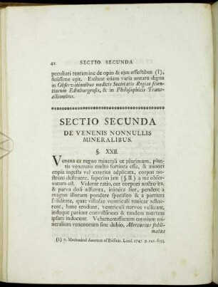 Sectio Secunda De Venenis Nonnullis Mineralibus.