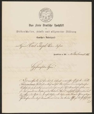 Brief von Otto Volger an Carl Christian Jügel vom 18. Juni 1866