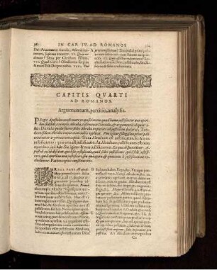 Capitis Quarti Ad Romanos. Argumentum, partitio, analysis