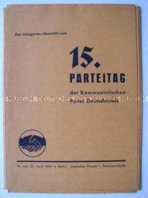 Delegiertenmappe des 15. Parteitages der KPD (ohne Inhalt)