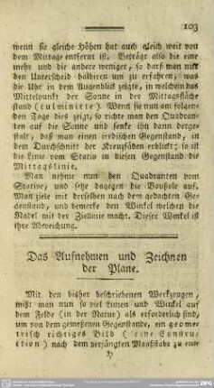 Das Aufnehmen und Zeichnen der Plane