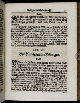 Tit. XII. Von Auffgeben der Festungen.