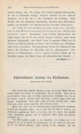 206-216 Chateaubriands Apologie des Christentums : Fortsetzung statt Schluß