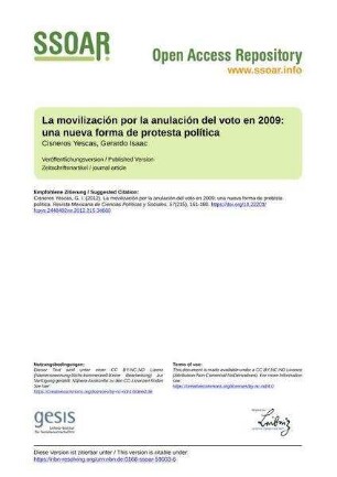 La movilización por la anulación del voto en 2009: una nueva forma de protesta política