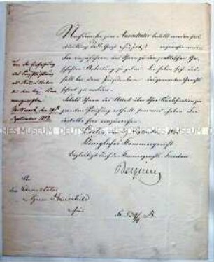 Berufungsurkunde zum Auscultator für Karl Ludwig Hauschild, Berlin 29. September 1852
