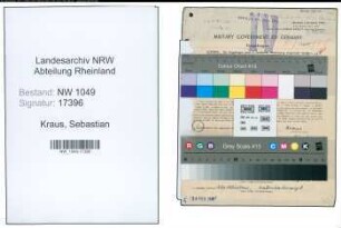 Entnazifizierung Sebastian Kraus , geb. 05.03.1903 (Postbeamter)