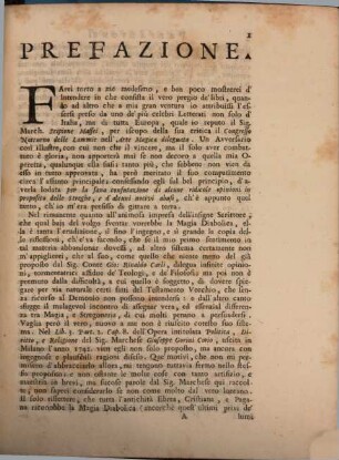 Apologia del Congresso notturno delle Lammie, o sia risposta di Girolamo Tartarotti : all'arte magica dileguata del Sig. March. Scipione Maffei, ed all'opposizione del Sig. Assessore Bartolommeo Melchiori; s'aggiunge una lettera del Sig. Clemente Baroni di Cavalcabò